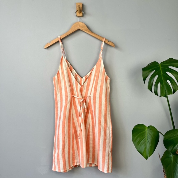 Show Me Sour MuMu Remington Womens Linen Striped Mini Dress - Picture 6 of 8